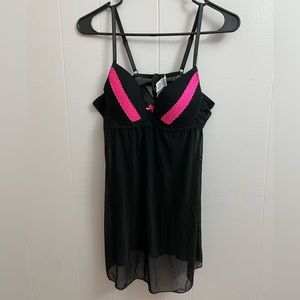 Black With Hot Pink Sheer Lingerie